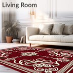 Intricate Floral Arabesque Border Design Rug