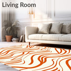 Orange Stripe Flowing Abstract Design Rug