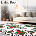 Ornate Orange Green Floral Art Nouveau Rug