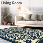 Sunburst Scrollwork Medallion Design Rug