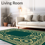 Ornate Golden Floral Border Design Rug