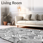Bold Tropical Floral Leaves Pattern Rug