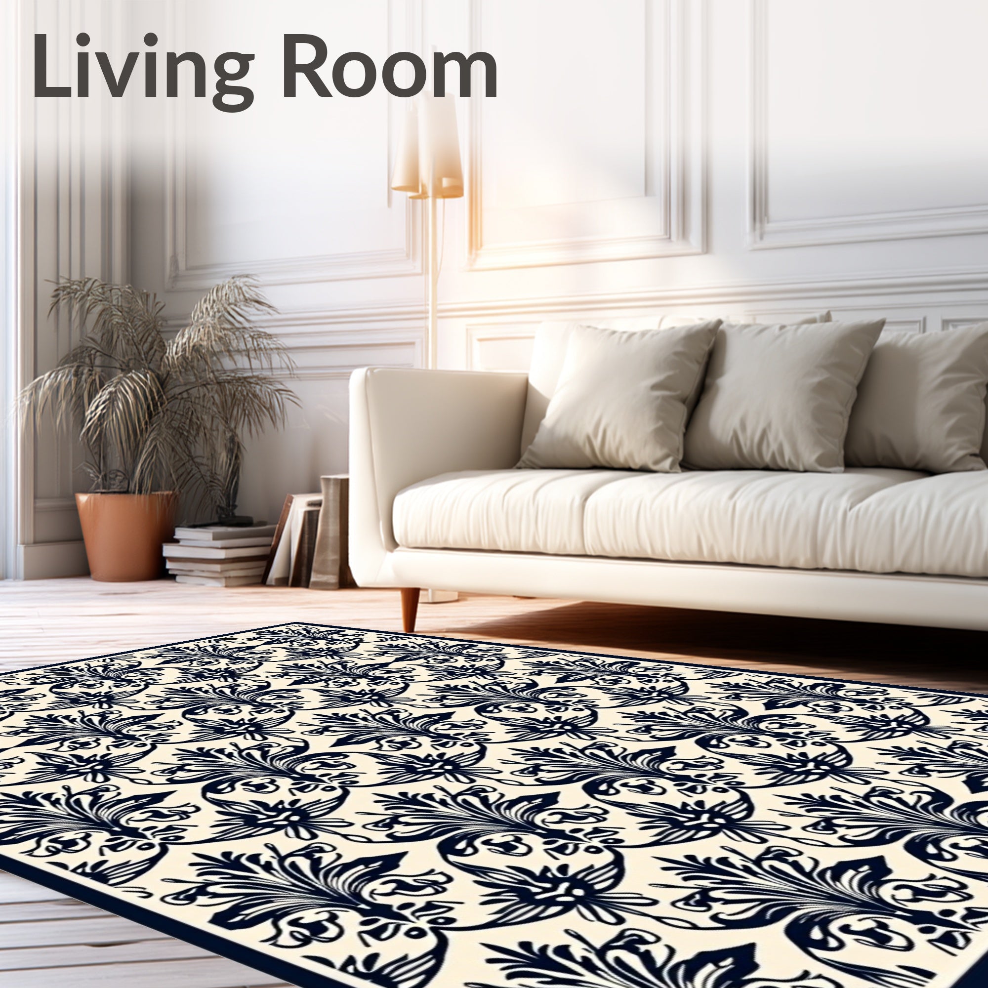 Classic Floral Damask Pattern Rug