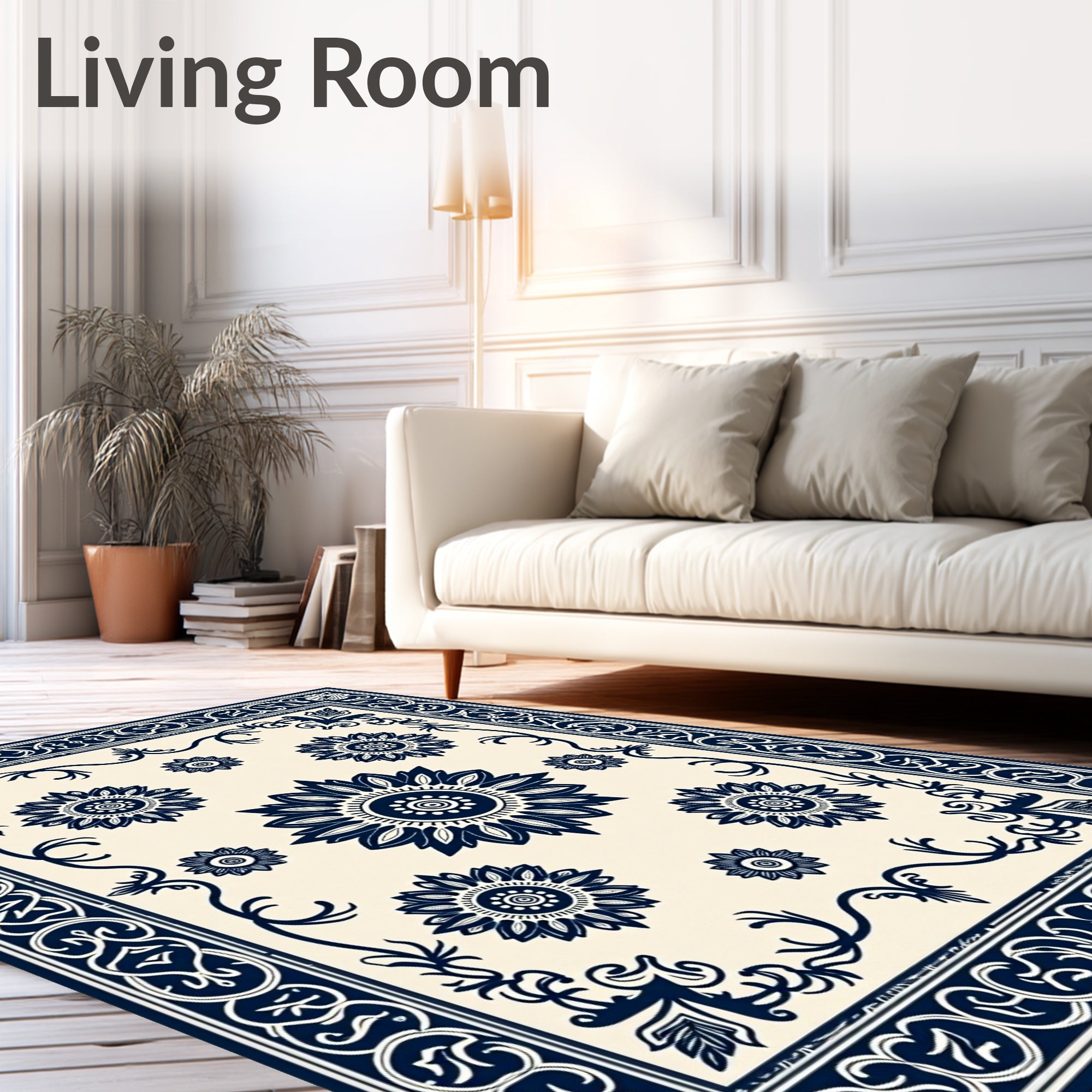 Classic Floral Sunburst Medallion Design Rug