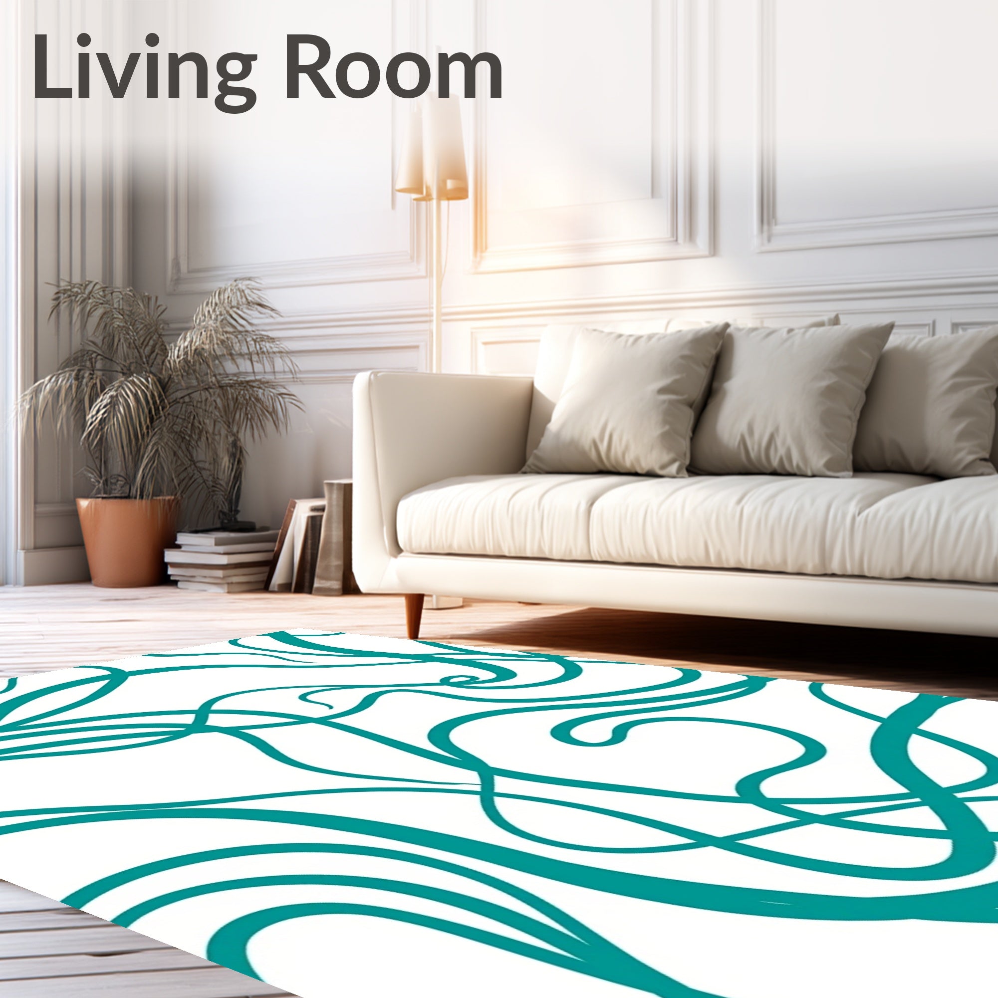 Teal Swirl Abstract Pattern Rug