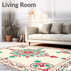 Traditional Floral Medallion Print Rug