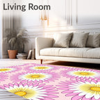 Pink Daisy Bloom Pattern Rug