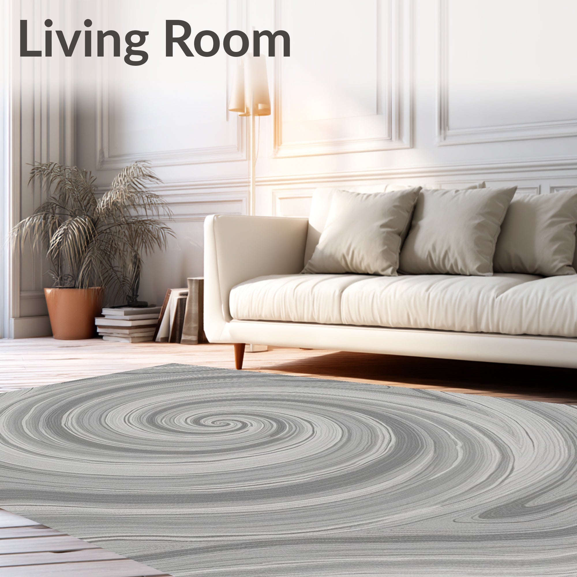 Abstract Grey Swirl Pattern Rug
