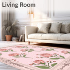 Vintage Pink Rose Floral Pattern Rug