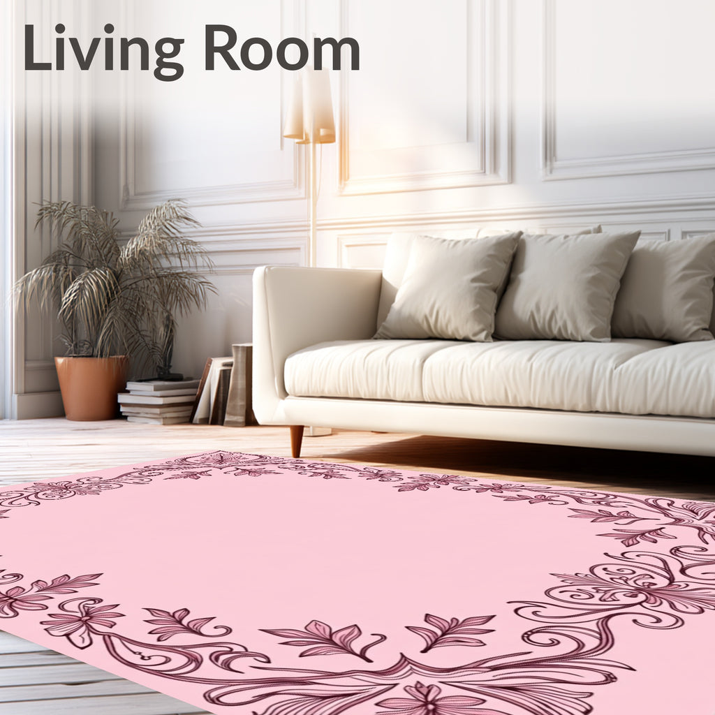 Intricate Floral Scrollwork Design Rug