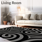 Dynamic Swirls Black Gray Pattern Rug