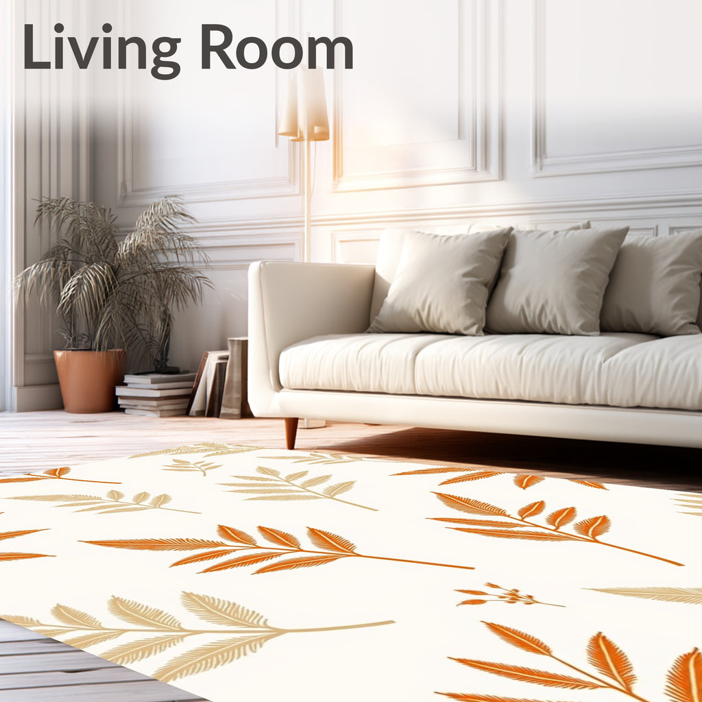 Autumn Leaf Pattern on Creamy Base Rug