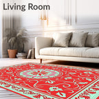 Red Floral Mandala Pattern Rug