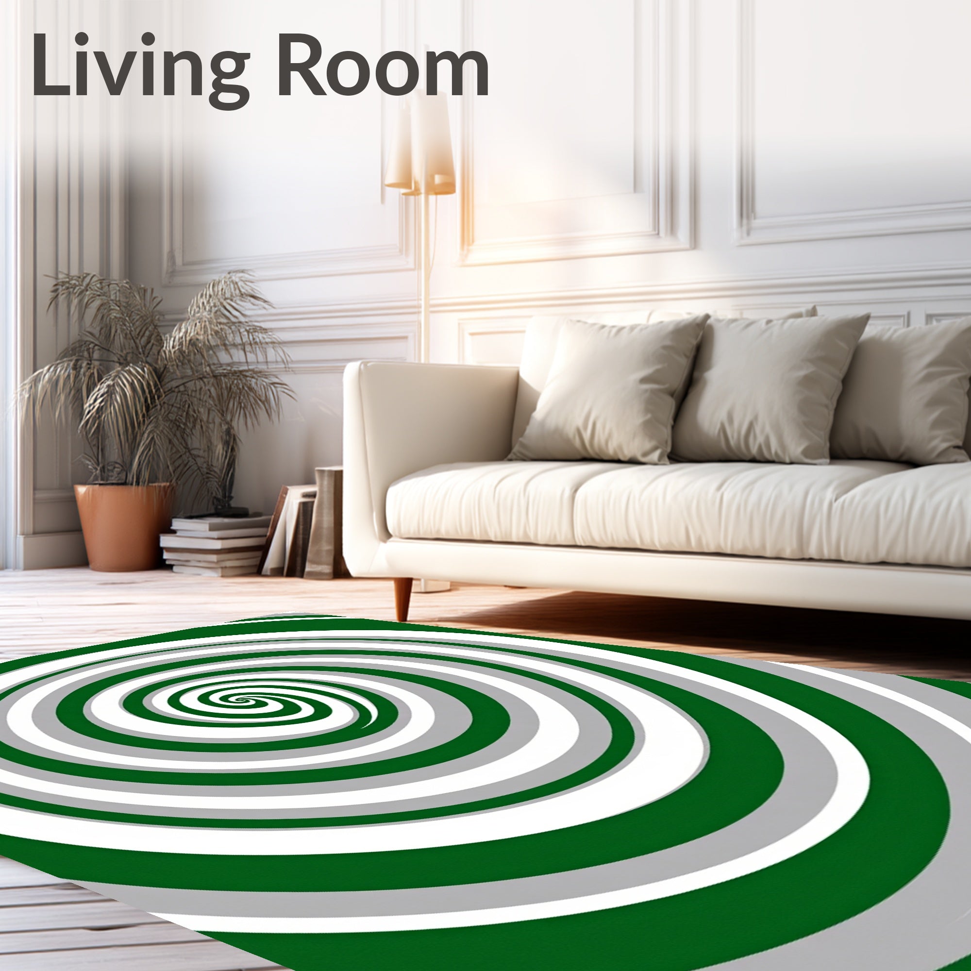 Green White Gray Swirl Pattern Rug