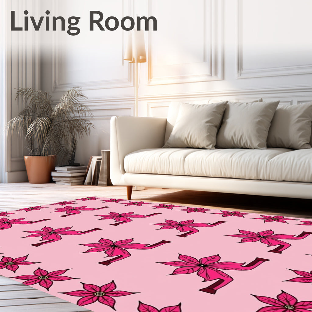 Pink Poinsettia Floral Arrangement Rug