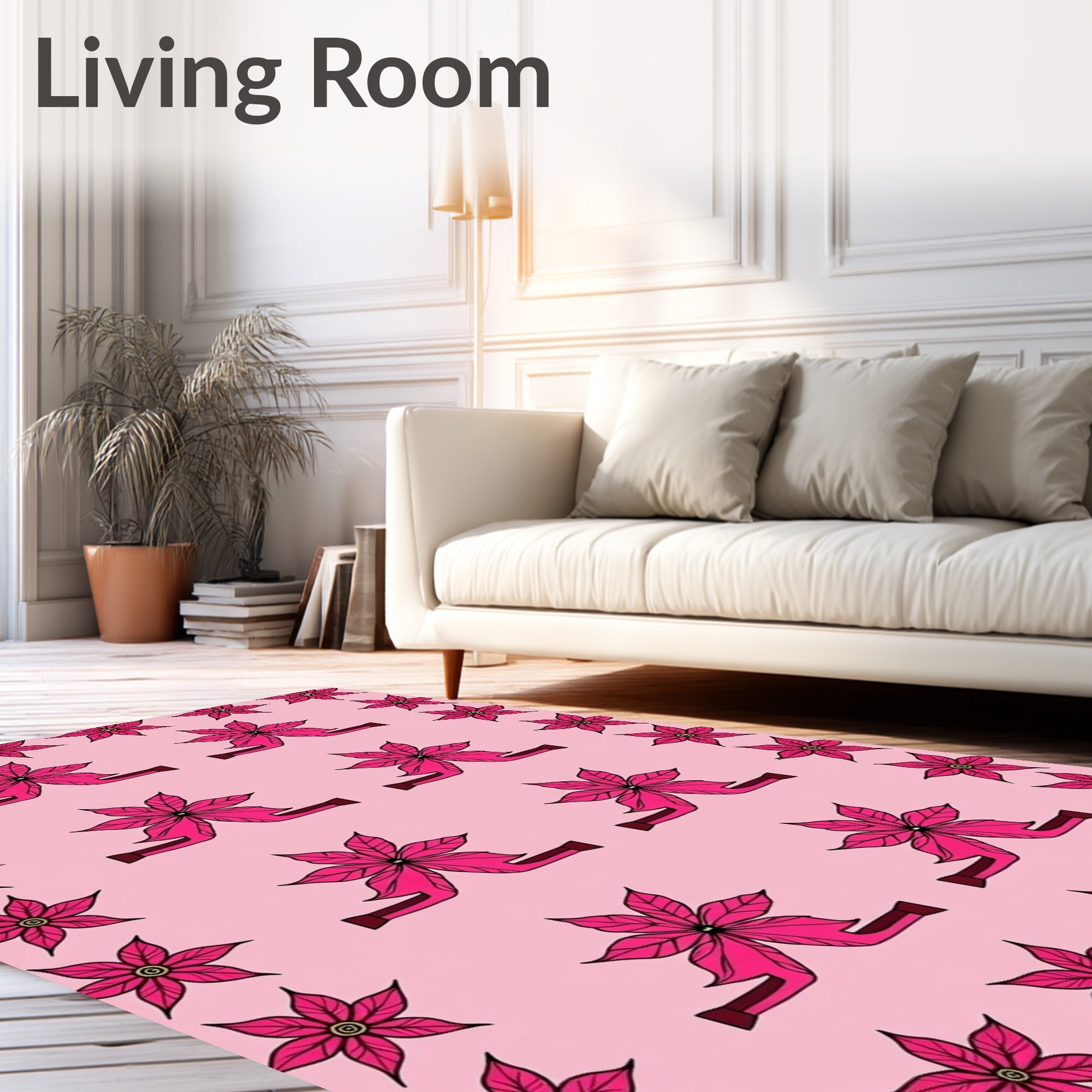 Pink Poinsettia Floral Arrangement Rug