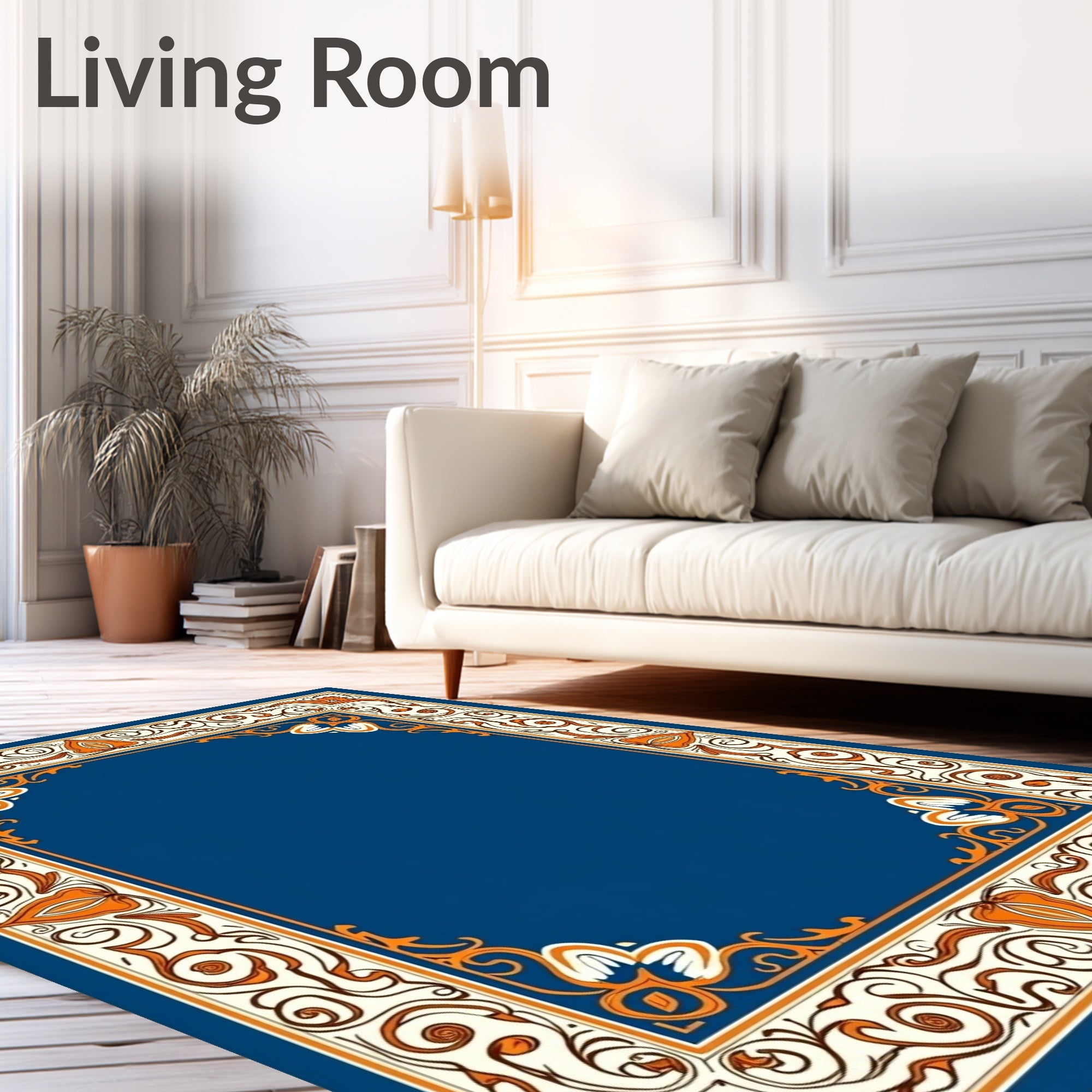 Art Nouveau Style Floral Border Design Rug