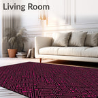 Pink Geometric Maze Pattern Rug