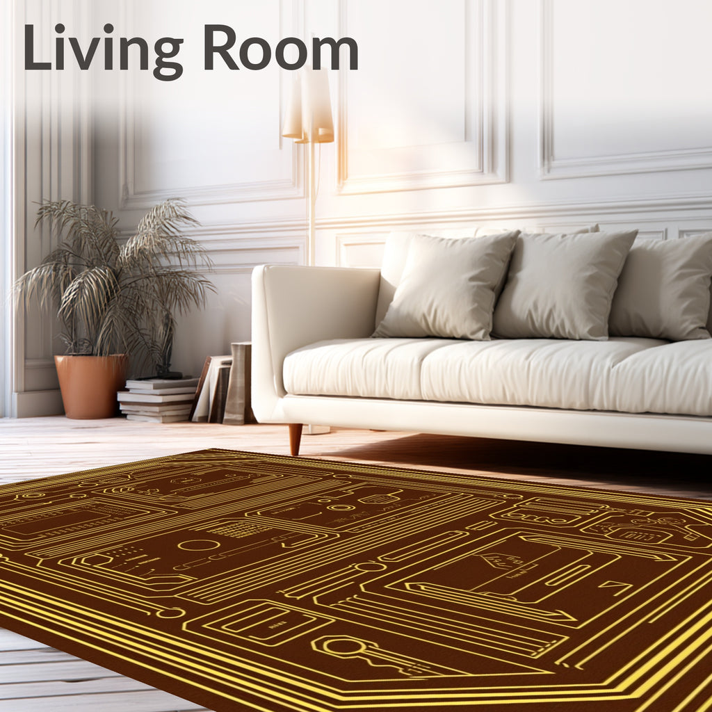 Futuristic Circuit Board Design Rug