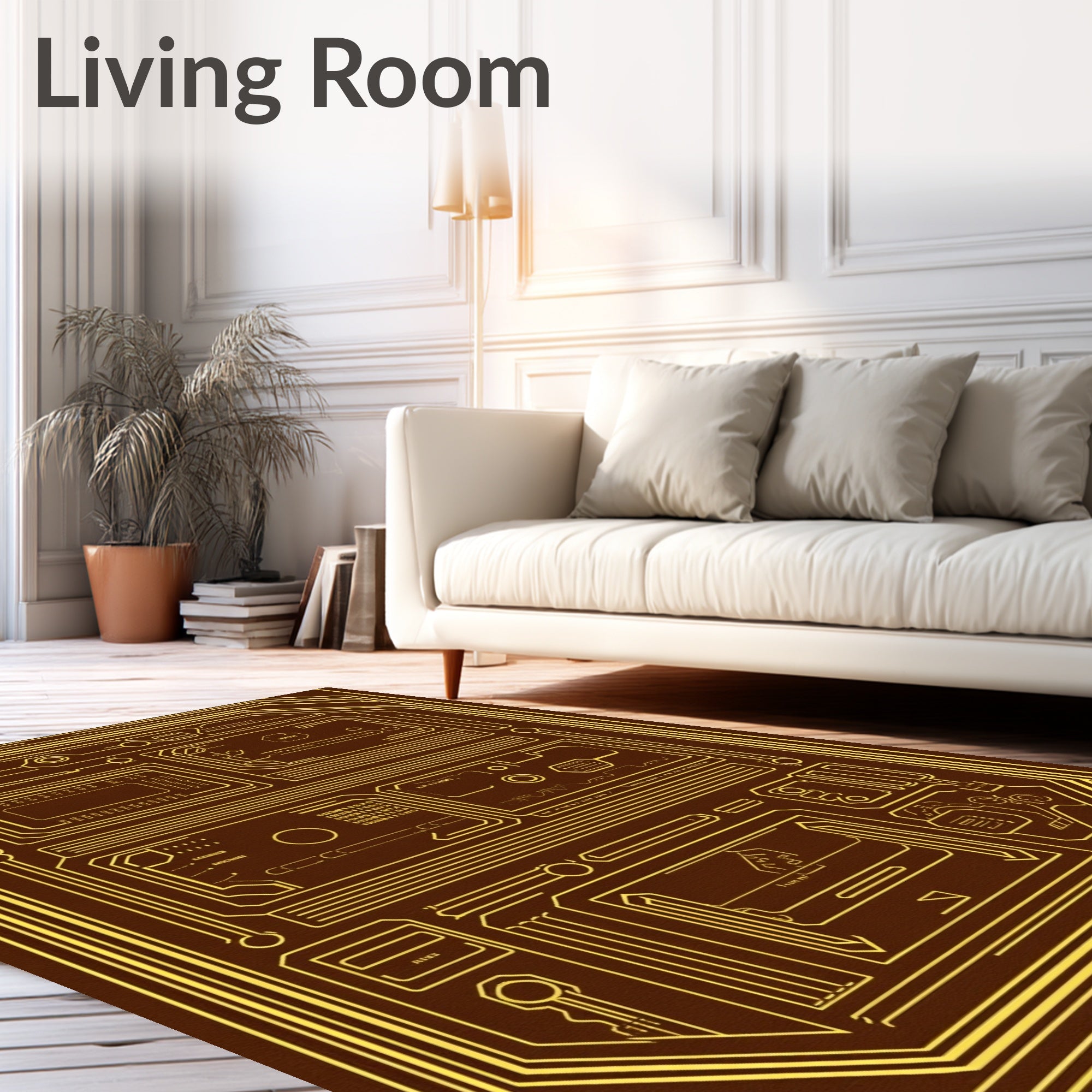 Futuristic Circuit Board Design Rug