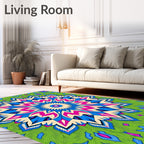 Radial Swirl Floral Pattern Rug