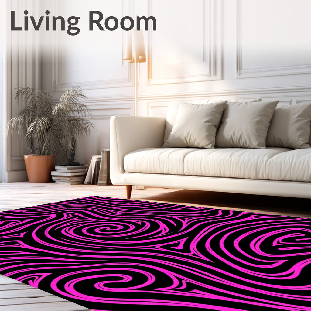 Bold Pink Swirl Abstract Pattern Rug