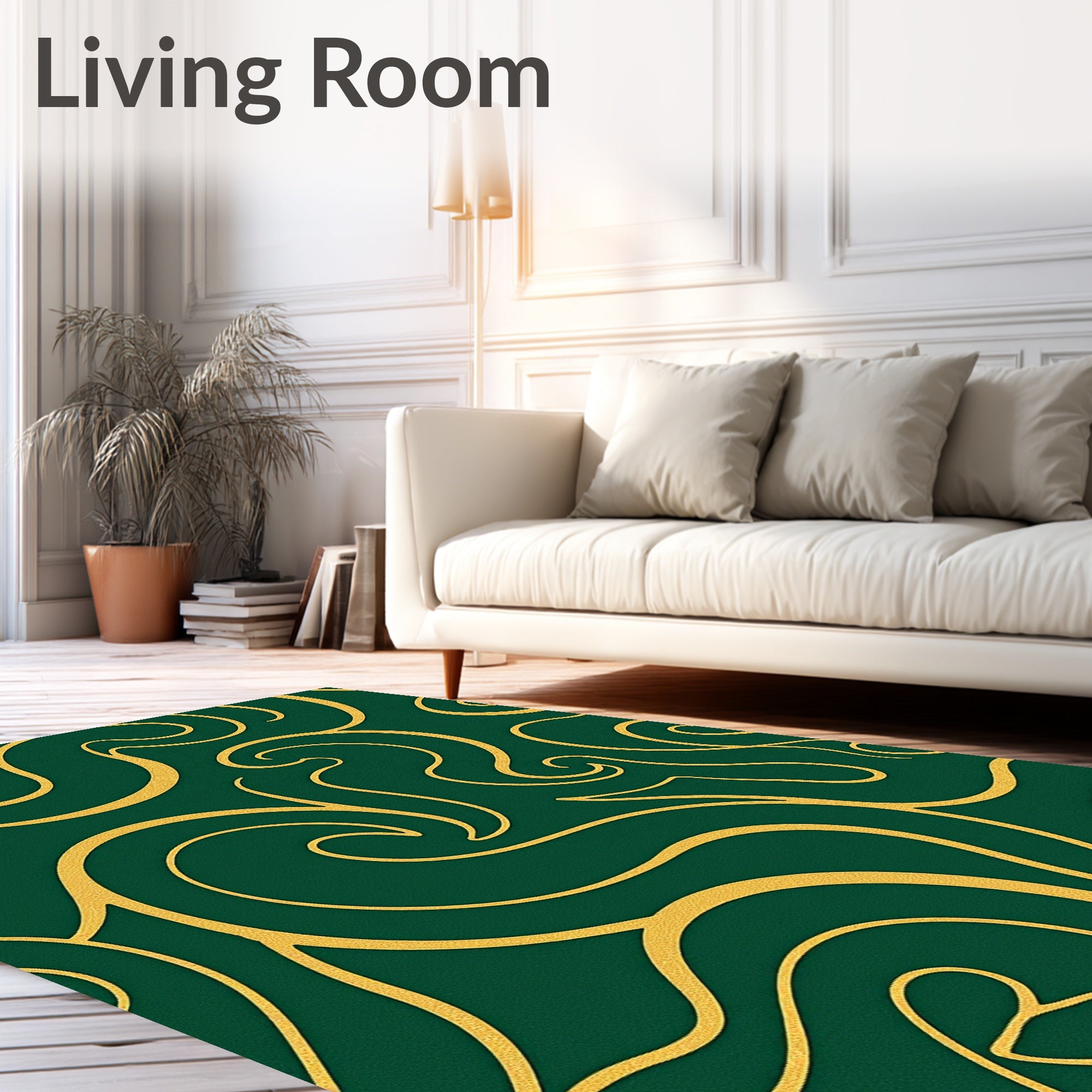 Elegant Gold Swirl Pattern Rug