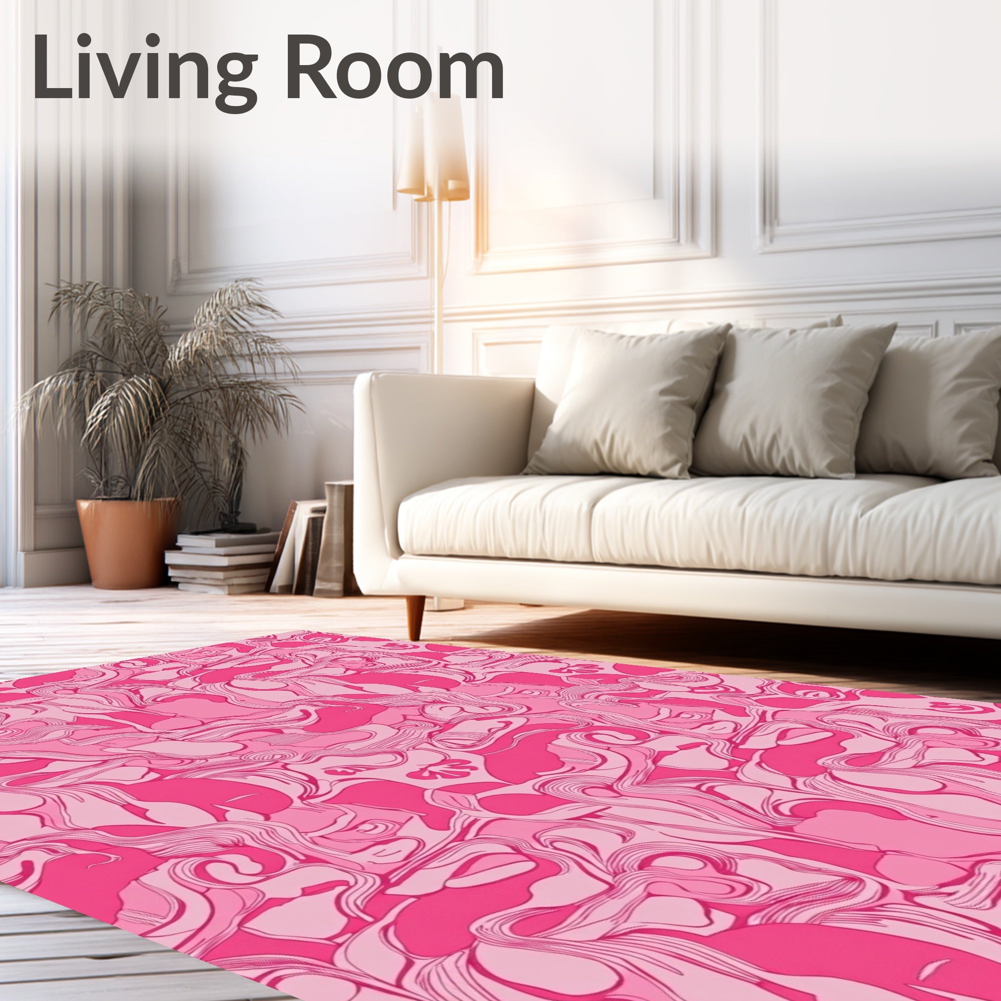 Pink Flowing Abstract Swirls Rug
