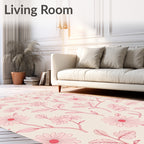 Pink Floral Outline Pattern Rug