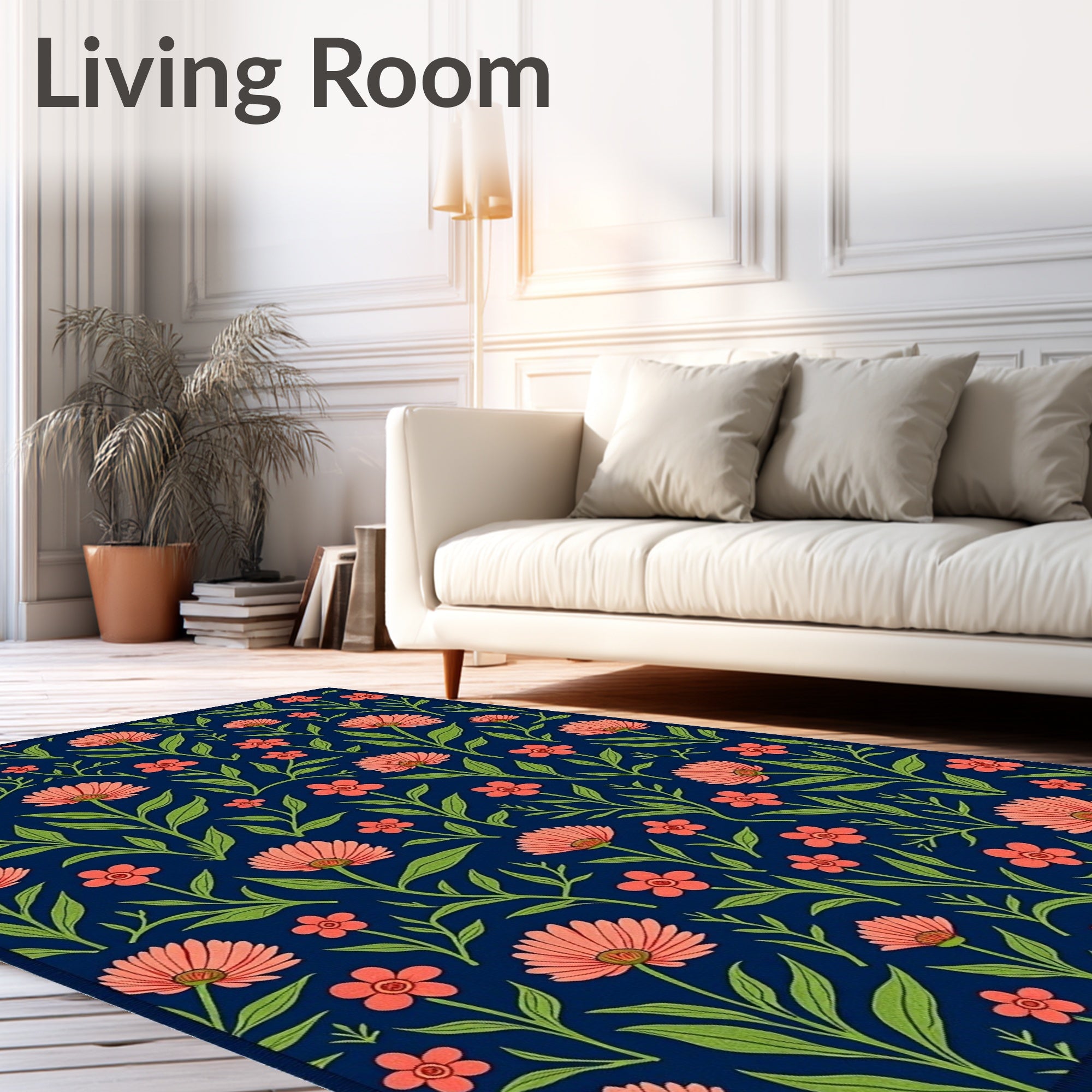 Coral Bloom Floral Pattern Rug