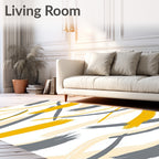 Abstract Yellow Gray Swirls Rug