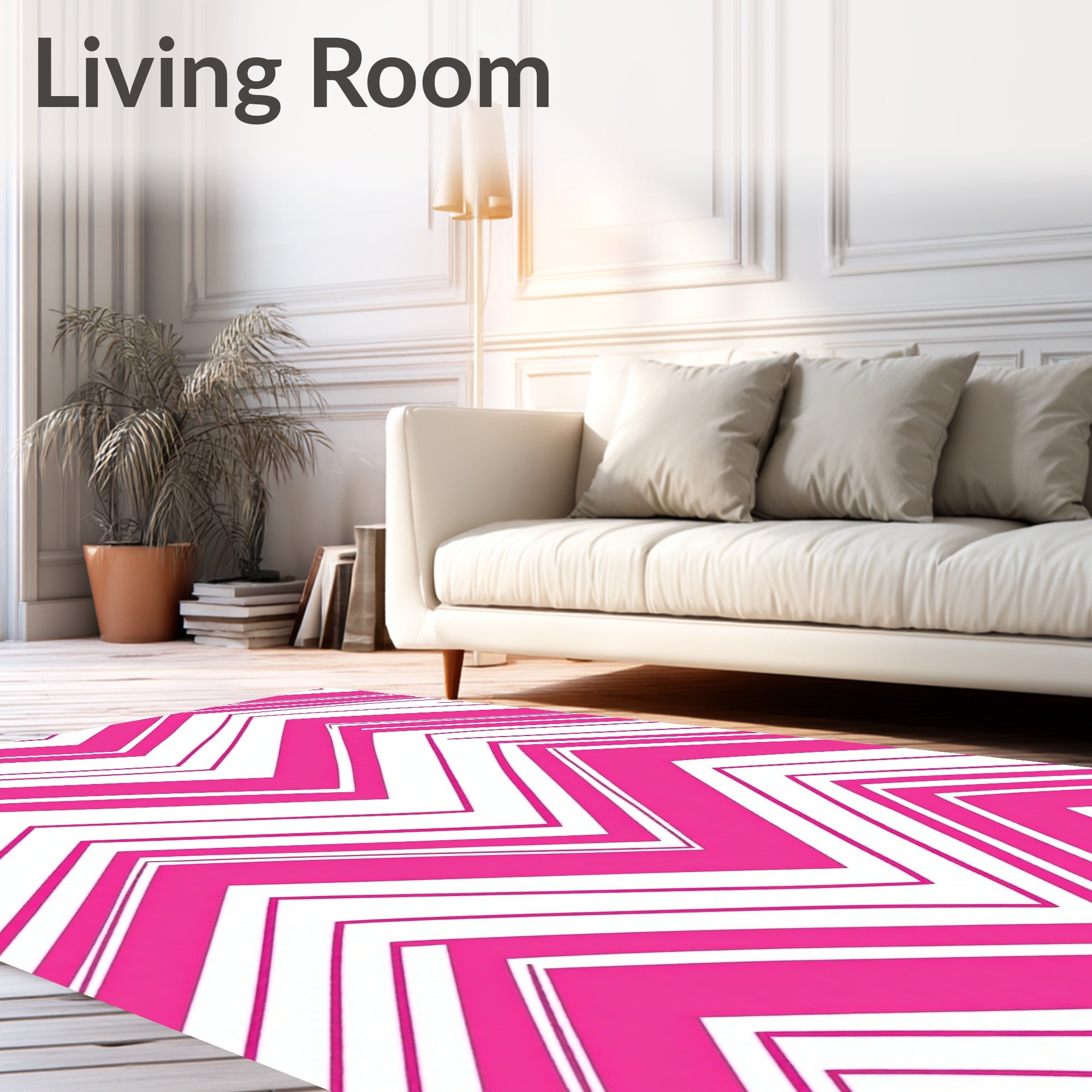 Bold Pink Zagzag Stripes Rug