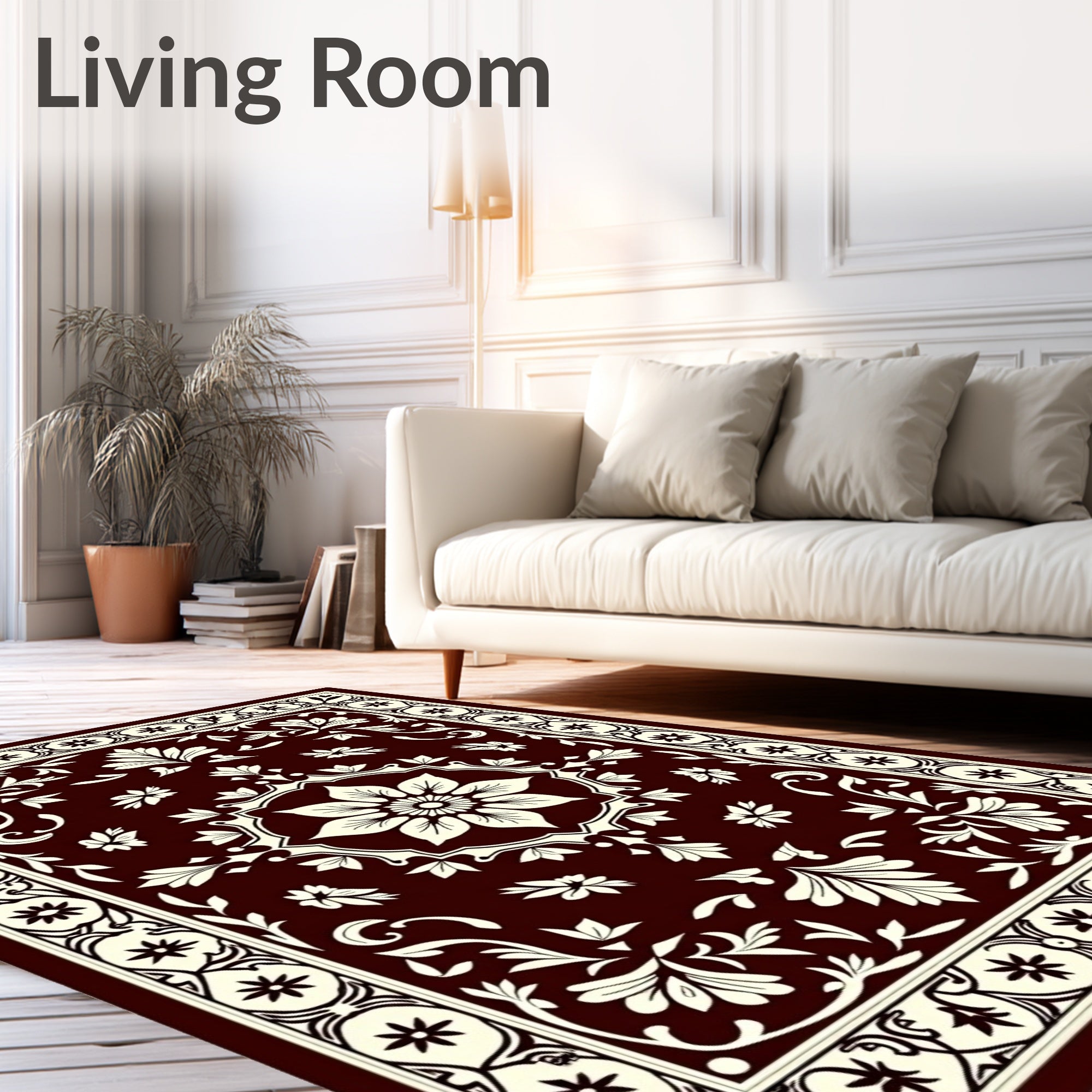 Rich Floral Medallion Border Design Rug