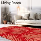 Red Leafy Tropical Pattern Rug