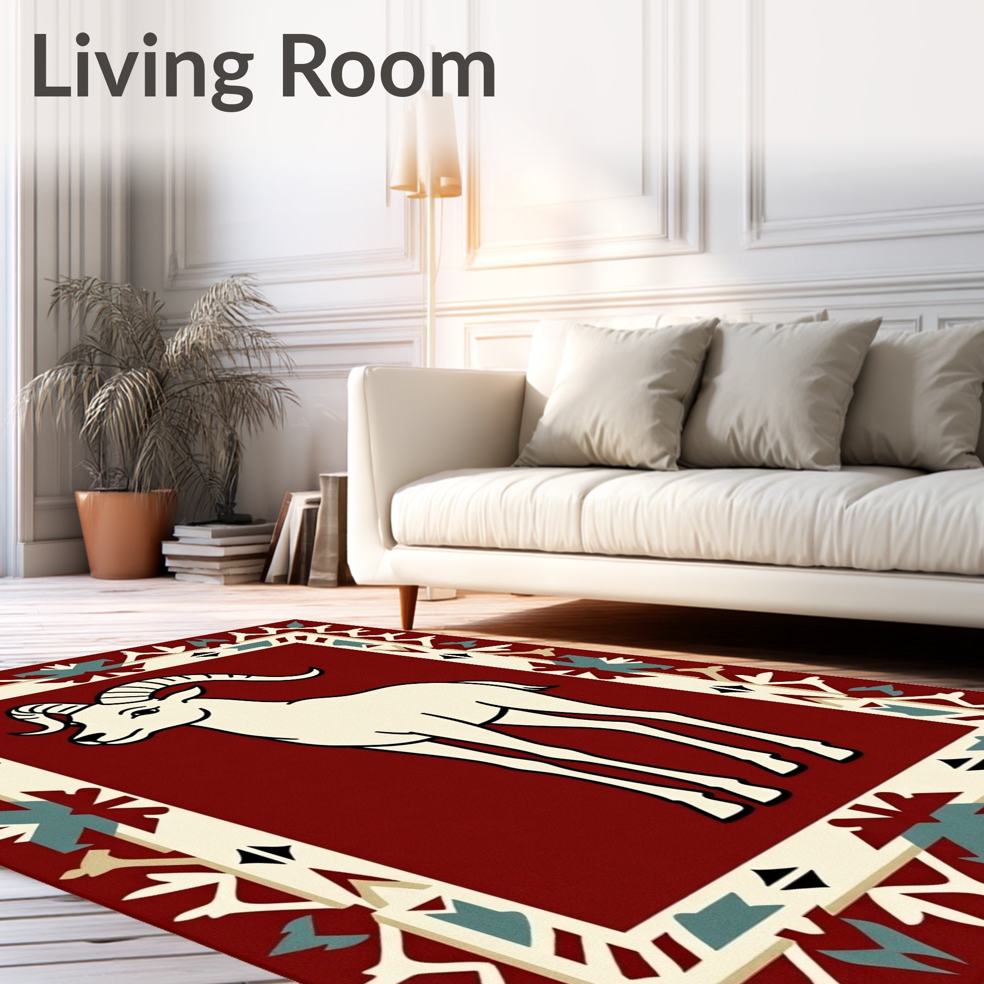 Crimson Ram Tribal Geometric Rug