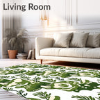 Whimsical Green Mushroom Abstract Pattern Rug