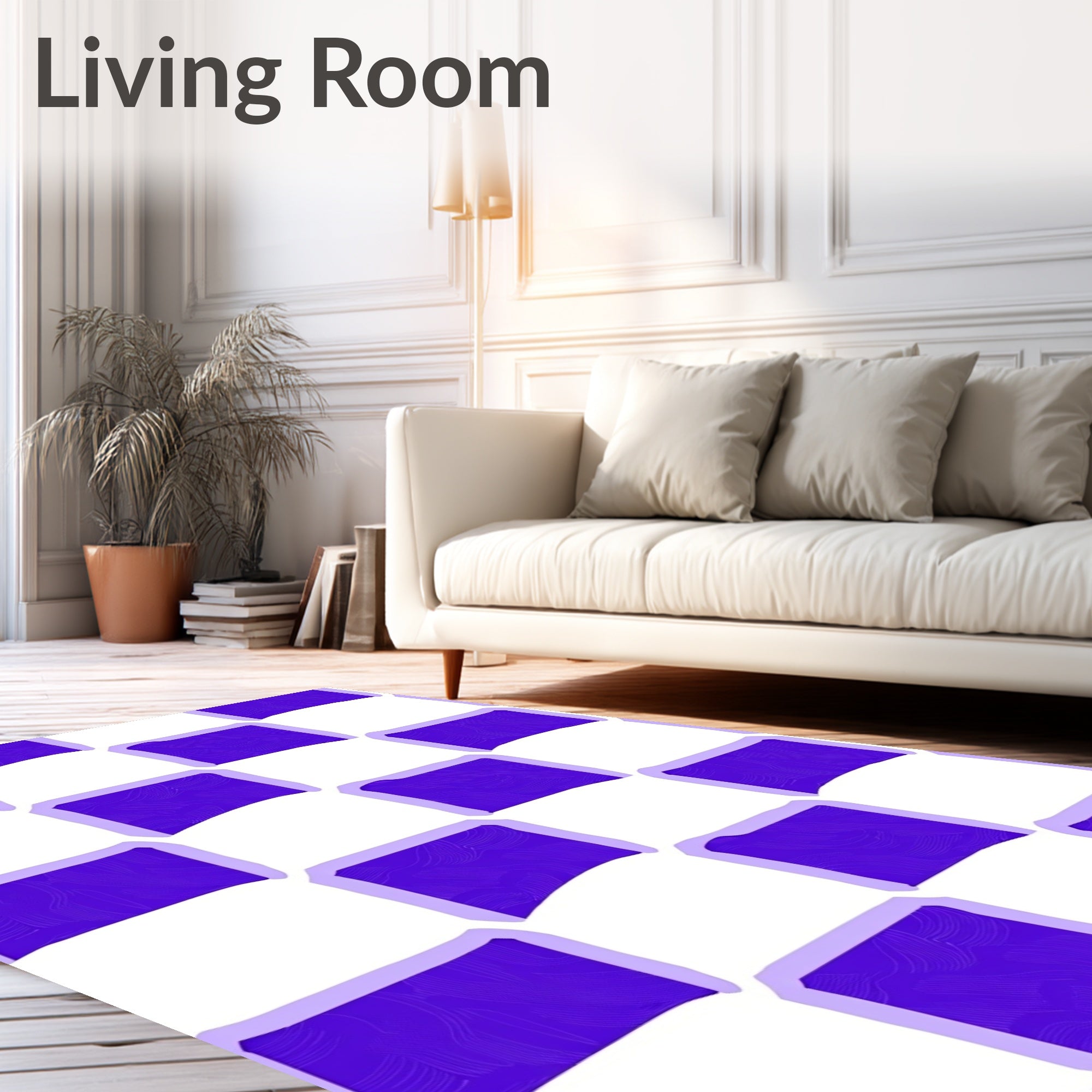 Bold Checkerboard Pattern With Swirls Rug