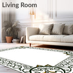 Intricate Floral Scrollwork Golden Accent Rug