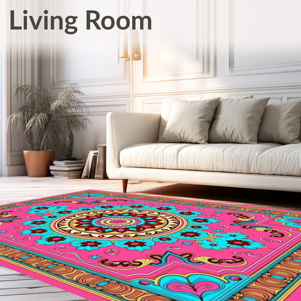 Vibrant Floral Mandala Pattern Rug