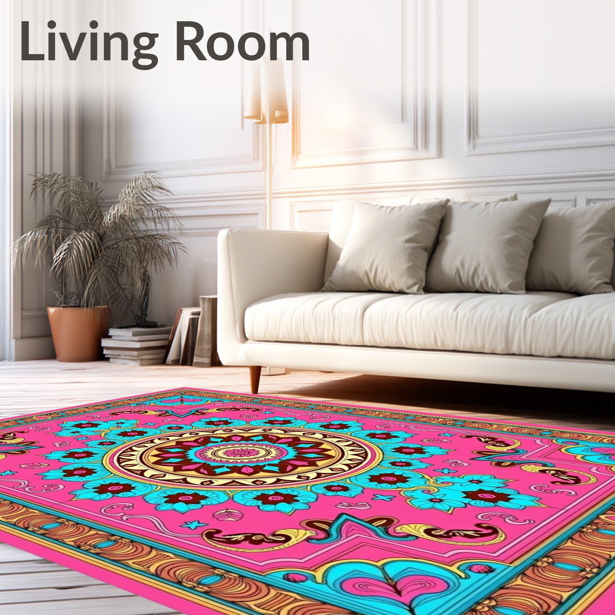 Vibrant Floral Mandala Pattern Rug
