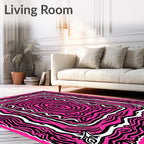 Bold Pink Black Zebra Pattern Rug