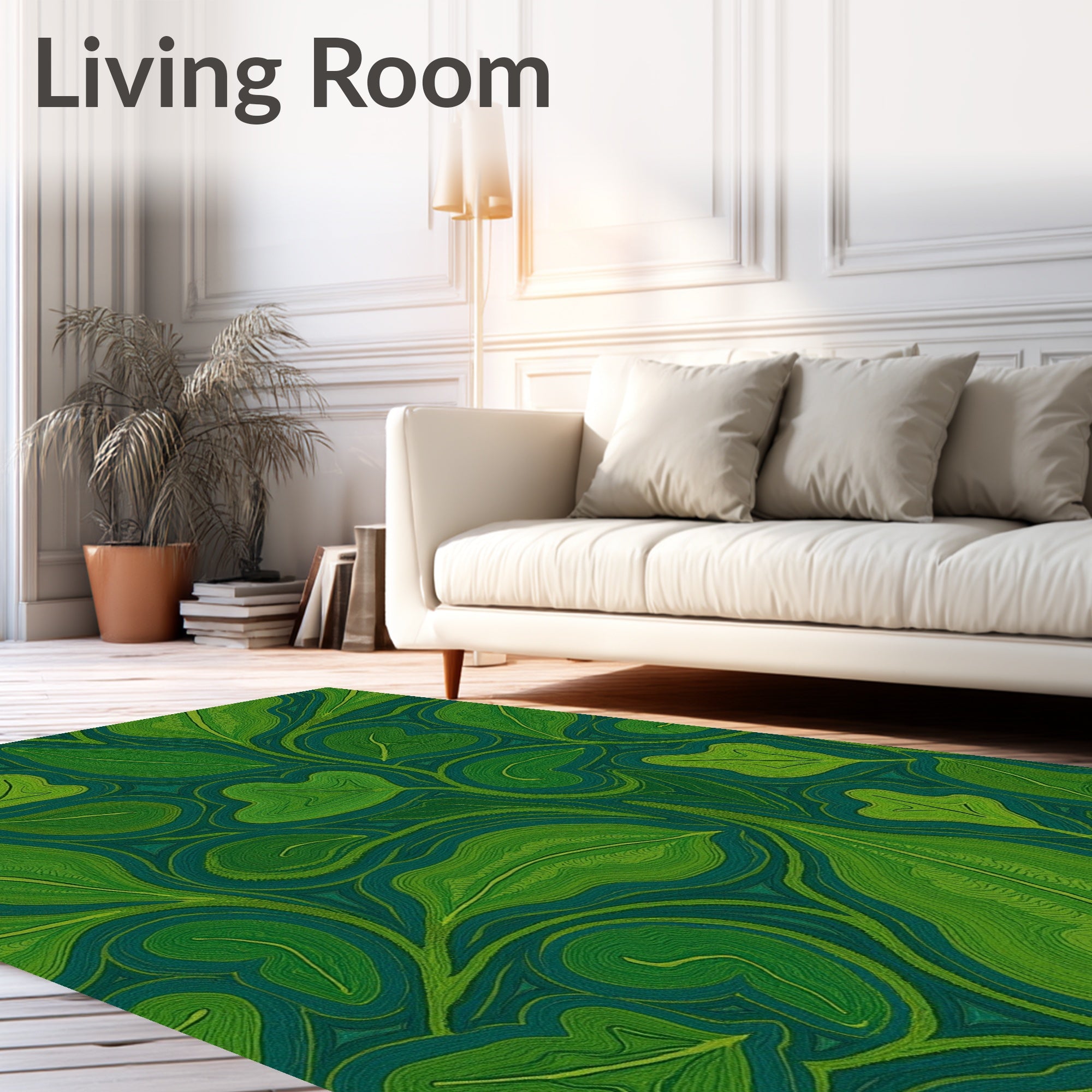 Green Leafy Organic Pattern Rug