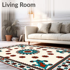 Centered Mandala Floral Bordered Design Rug