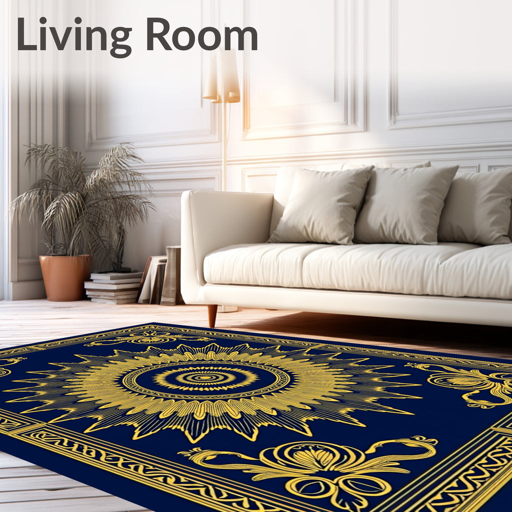 Ornate Sunburst Frame Pattern Rug