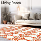Intricate Red Ivory Geometric Pattern Rug