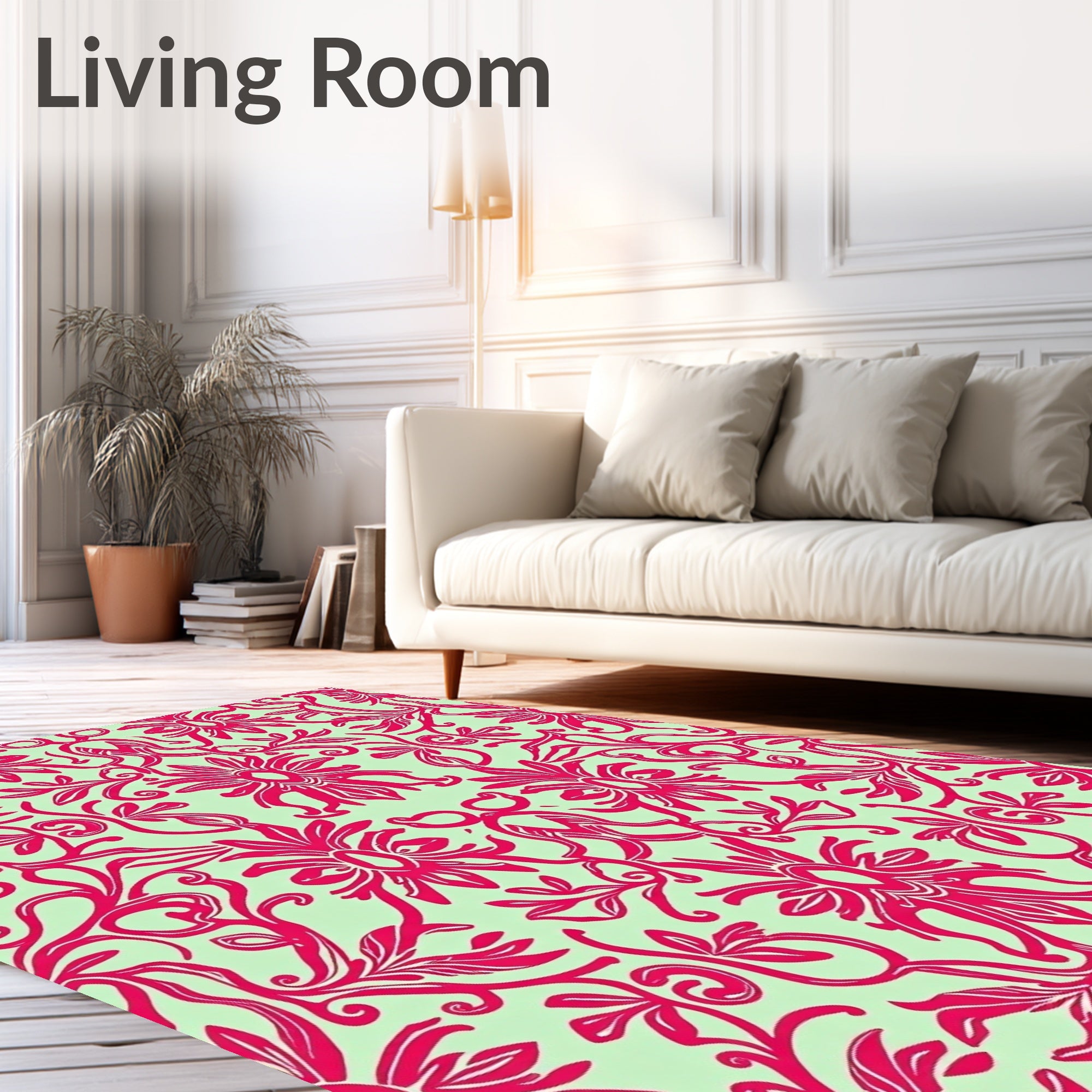 Ornate Floral Scrollwork Pattern Rug