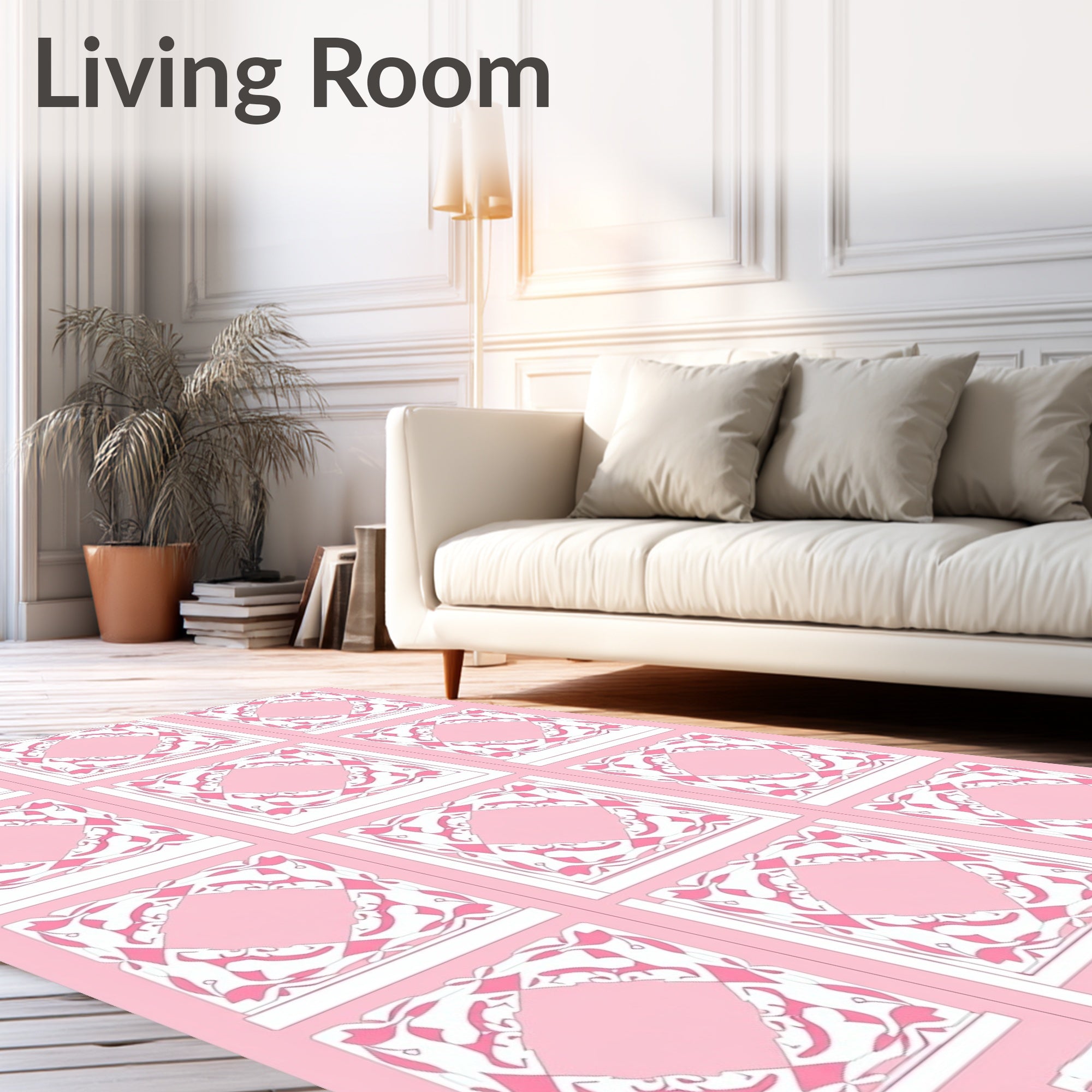 Pink Lattice Organic Pattern Rug