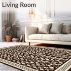 Dark Brown Cream Intricate Geometric Pattern Rug