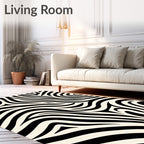 Bold Black Cream Zebra Print Rug