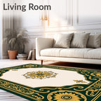 Elegant Floral Medallion Border Design Rug